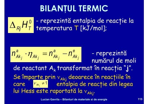 BILANTURI DE MATERIALE SI ENERGIE - Cadre Didactice