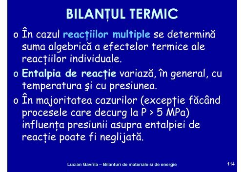 BILANTURI DE MATERIALE SI ENERGIE - Cadre Didactice