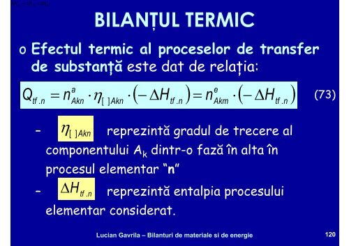 BILANTURI DE MATERIALE SI ENERGIE - Cadre Didactice