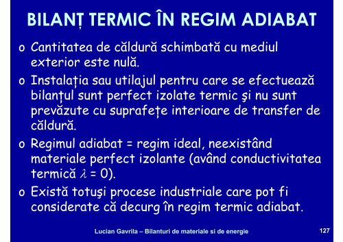 BILANTURI DE MATERIALE SI ENERGIE - Cadre Didactice