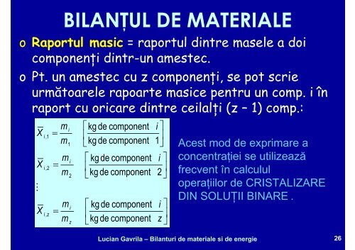 BILANTURI DE MATERIALE SI ENERGIE - Cadre Didactice