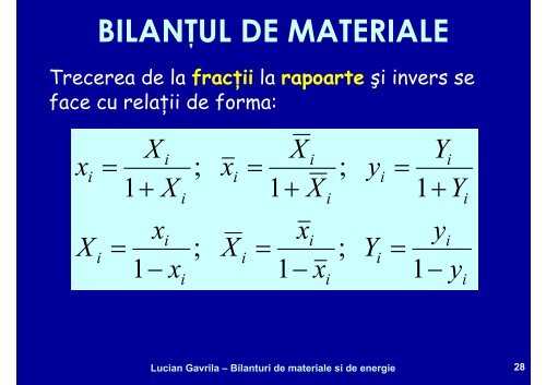 BILANTURI DE MATERIALE SI ENERGIE - Cadre Didactice