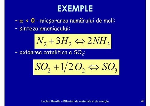 BILANTURI DE MATERIALE SI ENERGIE - Cadre Didactice