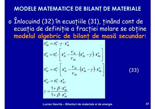 BILANTURI DE MATERIALE SI ENERGIE - Cadre Didactice