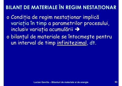 BILANTURI DE MATERIALE SI ENERGIE - Cadre Didactice