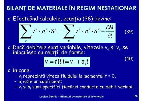 BILANTURI DE MATERIALE SI ENERGIE - Cadre Didactice