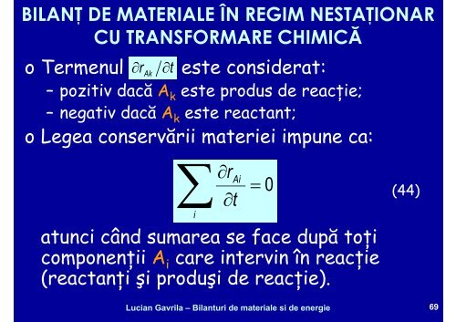 BILANTURI DE MATERIALE SI ENERGIE - Cadre Didactice