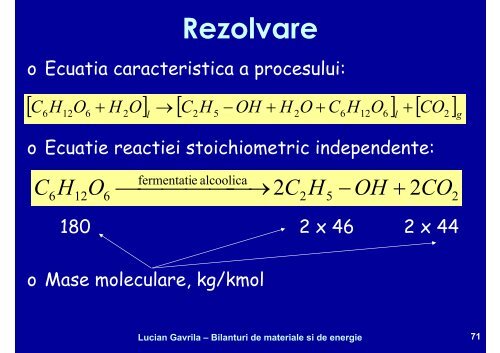 BILANTURI DE MATERIALE SI ENERGIE - Cadre Didactice