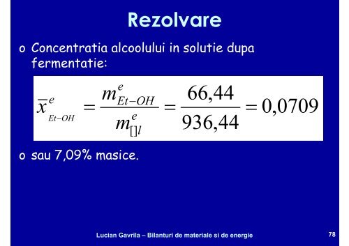 BILANTURI DE MATERIALE SI ENERGIE - Cadre Didactice