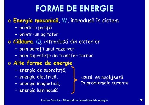 BILANTURI DE MATERIALE SI ENERGIE - Cadre Didactice