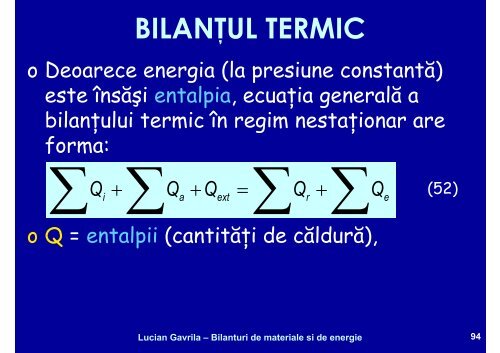 BILANTURI DE MATERIALE SI ENERGIE - Cadre Didactice