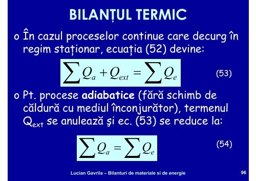 BILANTURI DE MATERIALE SI ENERGIE - Cadre Didactice