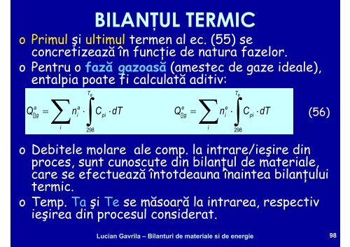 BILANTURI DE MATERIALE SI ENERGIE - Cadre Didactice