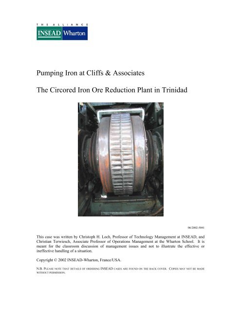 Pumping Iron at Cliffs & Associates The Circored Iron Ore Reduction ...