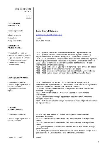 Prof. univ. dr. ing. Gabriel Lazăr - Cadre Didactice