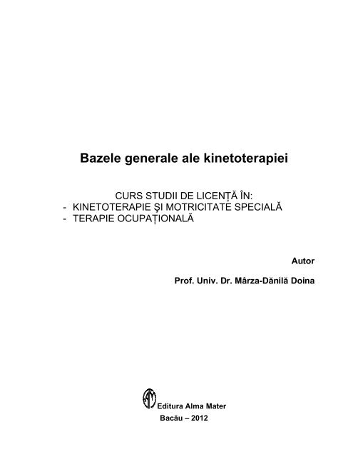 Bazele generale ale kinetoterapiei - Cadre Didactice