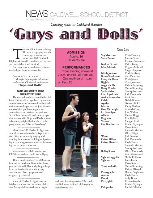 'Guys and Dolls' 'Guys and Dolls' - Caldwell School District