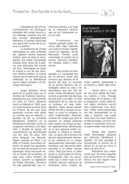 Revista del I.E.S . Miguel de Molinos. Año 4 Nº 8 Primavera 2005