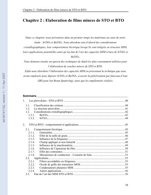 Etude de capacités en couches minces à base d'oxydes métalliques ...