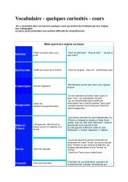 Vocabulaire - quelques curiosités - cours - CEIL de l'université d ...