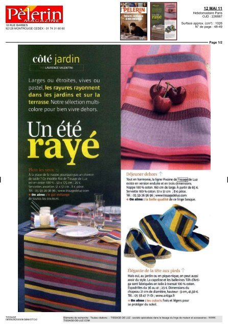 Pélerin Magazine Mai 2011 - Tissage de Luz