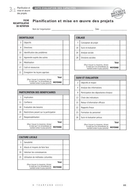 ROOTS 3 - Auto-évaluation des capacités