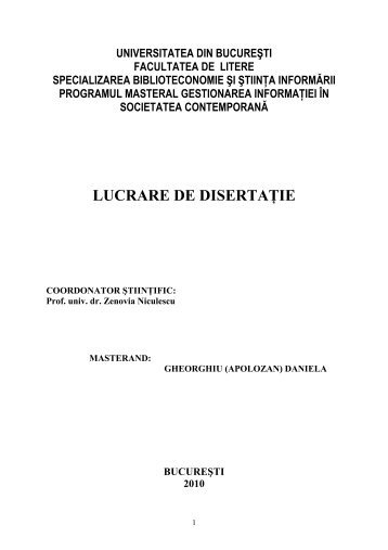 lucrare de diserta ie - Carol I - Biblioteca Centrală Universitară din ...