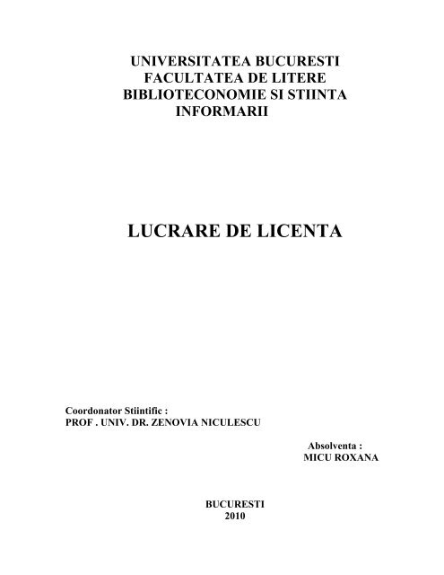 Lucrare De Licenta Carol I Biblioteca Centrală Universitară