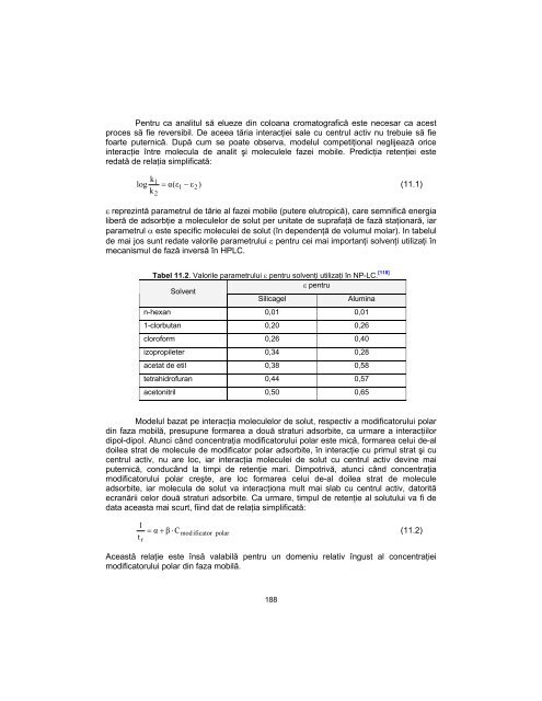 CAPITOLUL 11 Separarea prin cromatografie de lichide (LC)