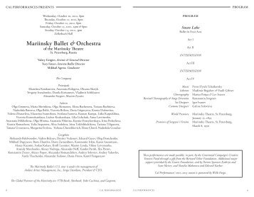 Mariinsky Ballet & Orchestra - Cal Performances