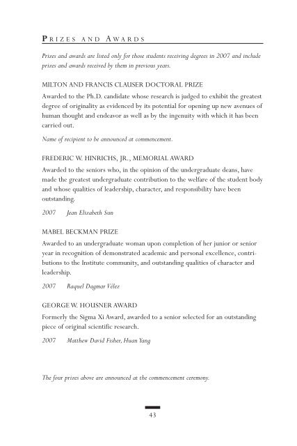 PDF (2007 Commencement Program) - CaltechCampusPubs