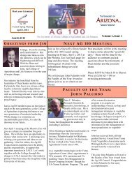 NEXT AG 100 MEETING - University of Arizona