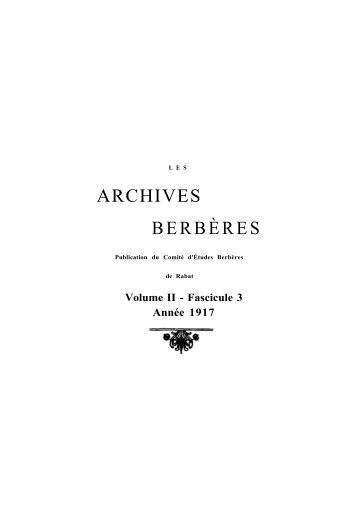 ARCHIVES BERBÈRES - Bibliothèque Numérique Marocaine