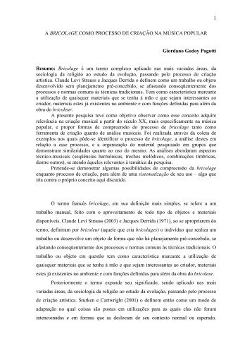 a bricolage como processo de criação na música ... - Demac; UFU.