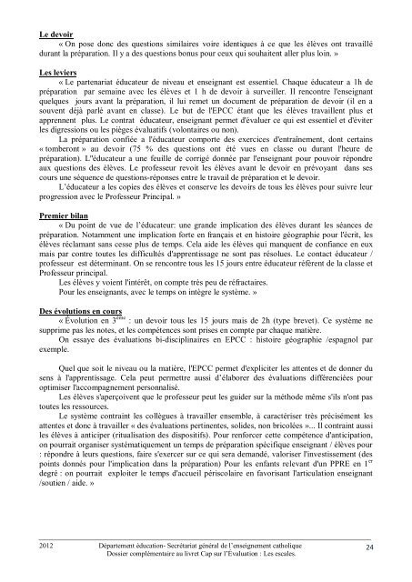 Cap sur l'Évaluation : Les escales - ECA - Enseignement catholique ...