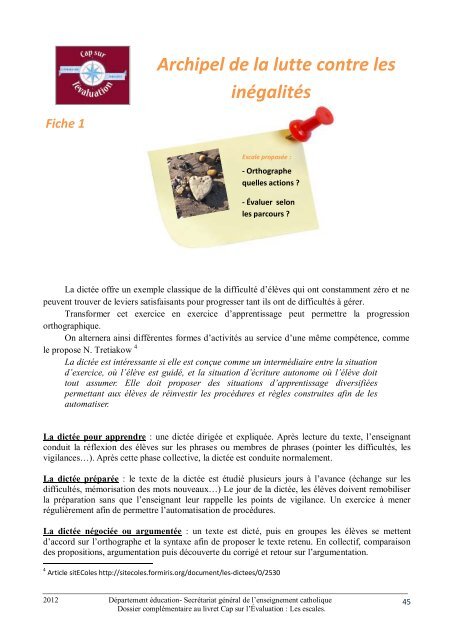 Cap sur l'Évaluation : Les escales - ECA - Enseignement catholique ...