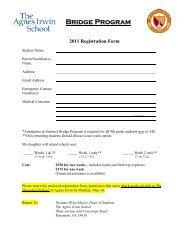 AIS Bridge Registration Forms - The Agnes Irwin School