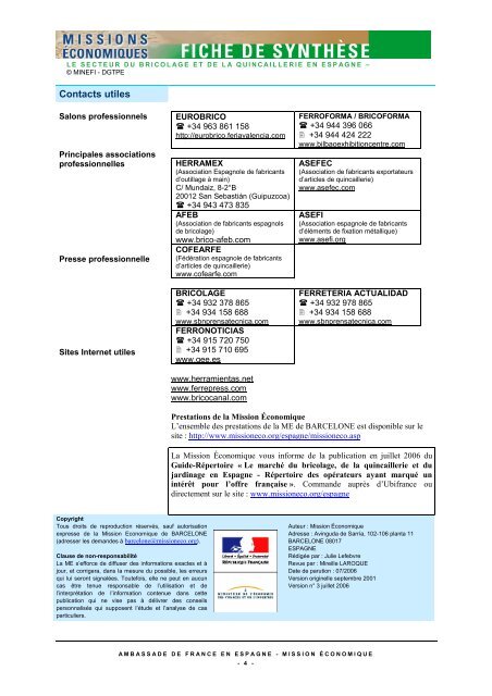 le secteur du bricolage et de la quincaillerie en espagne