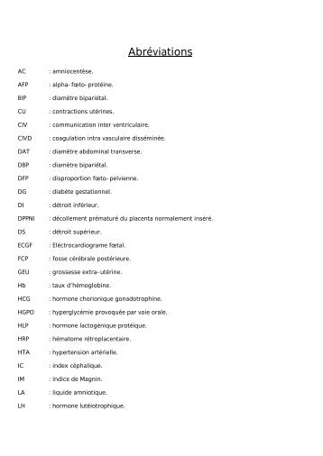 Abréviations - Faculté de Médecine et de Pharmacie de Fès