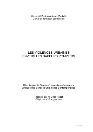 les violences urbaines envers les sapeurs pompiers - drmcc