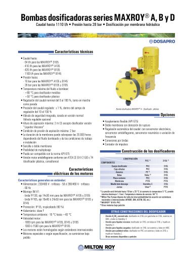 Bomba dosificadora de membrana hidraúlica hasta 1110 l ... - Sistec