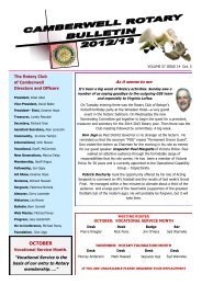 Bulletin for 3rd October Issue 14 - Rotary Club of Camberwell