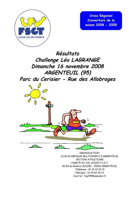 Résultats Dimanche 16 novembre 2008 ... - rscc athletisme