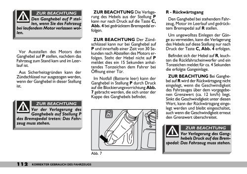 kenntnis des fahrzeugs - Camper-Parkering