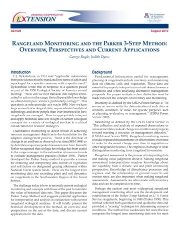 Rangeland Monitoring and the Parker 3-Step Method - University of ...