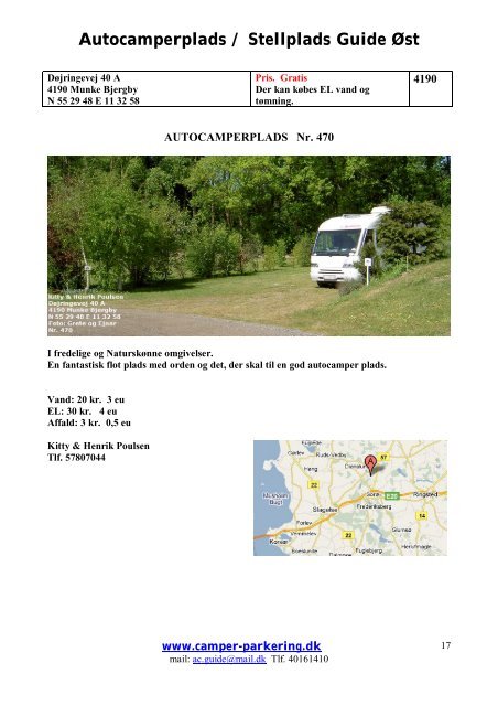 Autocamperplads / Stellplads Guide Øst - Camper-Parkering