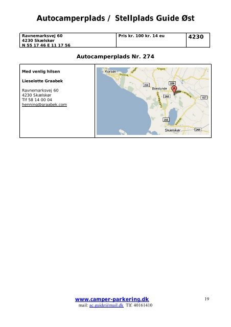 Autocamperplads / Stellplads Guide Øst - Camper-Parkering