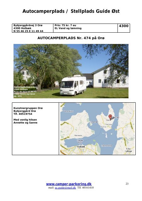 Autocamperplads / Stellplads Guide Øst - Camper-Parkering