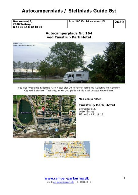 Autocamperplads / Stellplads Guide Øst - Camper-Parkering