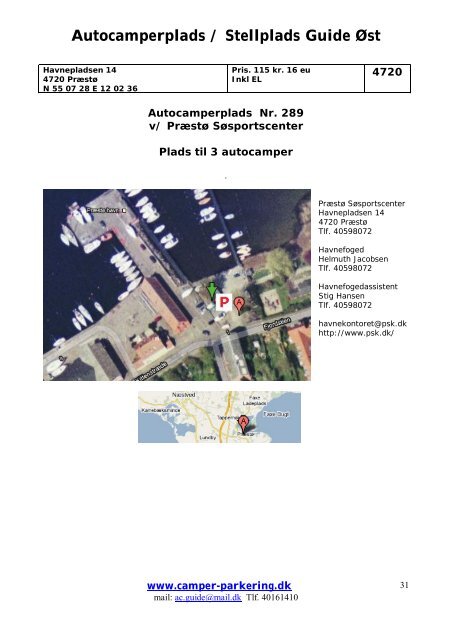 Autocamperplads / Stellplads Guide Øst - Camper-Parkering